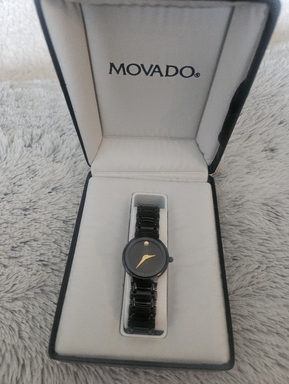 Movado Museum Black Stainless Steel Swiss Quartz Luxury Dress Watch Women's